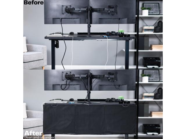 VIVO Black Clamp-on 48' Privacy & Cable Management Sleeve Panel Kit for Desk