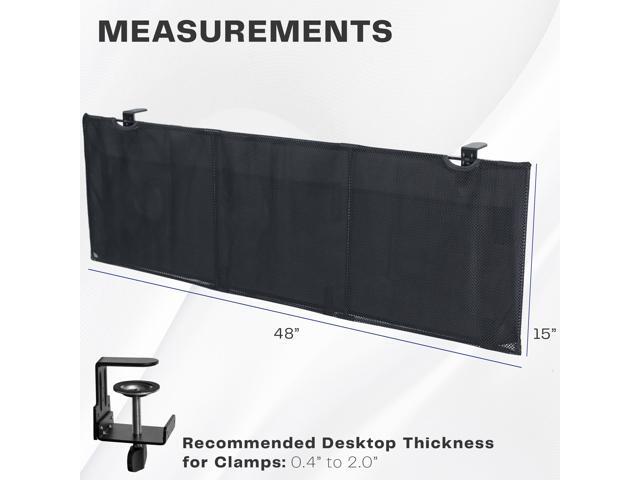 VIVO Black Clamp-on 48' Privacy & Cable Management Sleeve Panel Kit for Desk