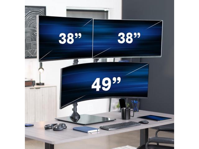 VIVO Pneumatic Triple Ultrawide Monitor Desk Stand, Up to 49 inch Computer Screens
