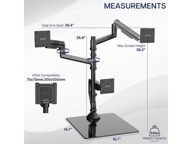 VIVO Pneumatic Triple Ultrawide Monitor Desk Stand, Up to 49 inch Computer Screens