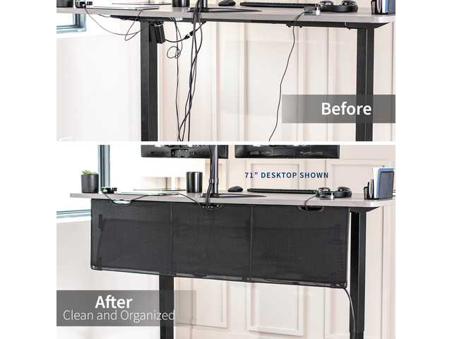VIVO Black Under Desk Privacy & Cable Management Sleeve Panel 60' Kit