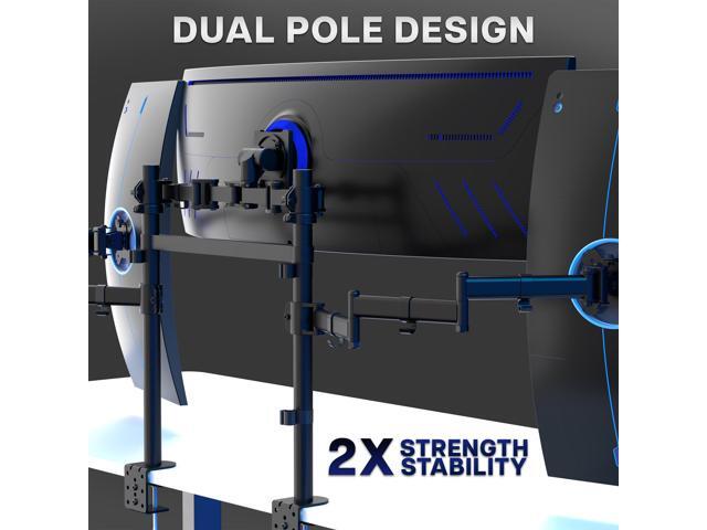 VIVO Triple Ultrawide Monitor Desk Mount, 2 Poles, Up to 49' Screens