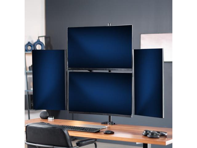 VIVO Black Quad Monitor Mount, 2 Pneumatic Arms + 2 Fixed, 4 Screens up to 32'