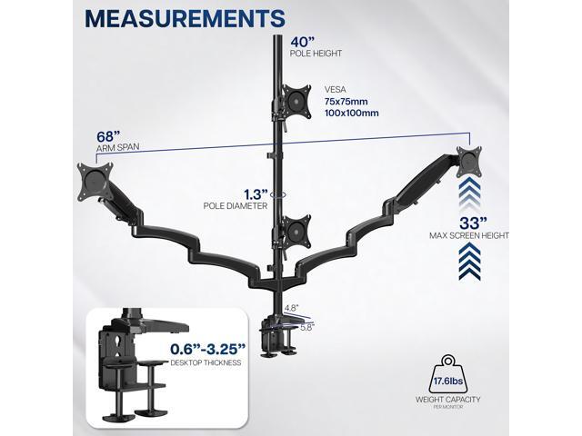VIVO Black Quad Monitor Mount, 2 Pneumatic Arms + 2 Fixed, 4 Screens up to 32'