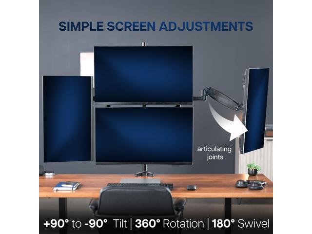 VIVO Black Quad Monitor Mount, 2 Pneumatic Arms + 2 Fixed, 4 Screens up to 32'