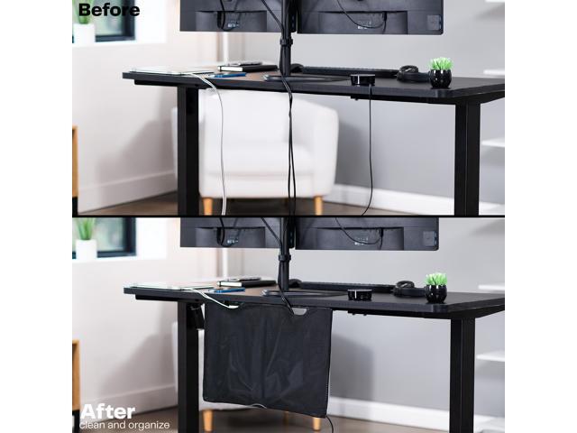 VIVO Black Under Desk Privacy & Cable Management Sleeve Panel 24' Kit