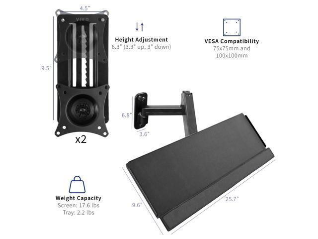 VIVO Sit-Stand Dual Monitor and Keyboard Tray Combo Height Adjustable Wall Mount