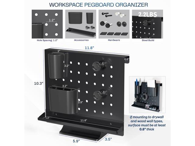 VIVO Black 12 x 10 inch Freestanding Pegboard Desk Organizer