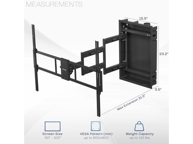 VIVO Premium Recessed In-Wall TV Mount for up to 100' LED LCD Screens, Ultra Low Profile