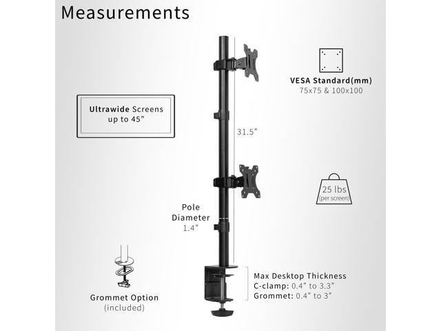 VIVO Dual Ultrawide Monitor Desk Mount, Adjustable Stand for 2 Screens up to 45'