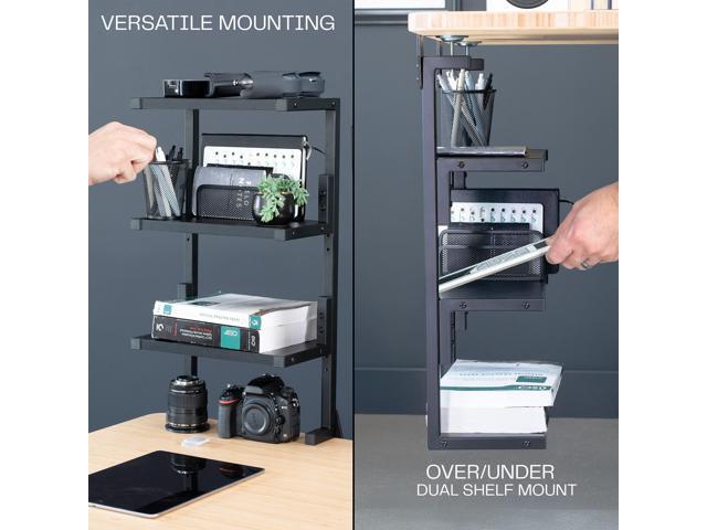 VIVO Black Clamp-on 13' Above or Below Desk 3-Tier Shelving Unit, Desk Organizer