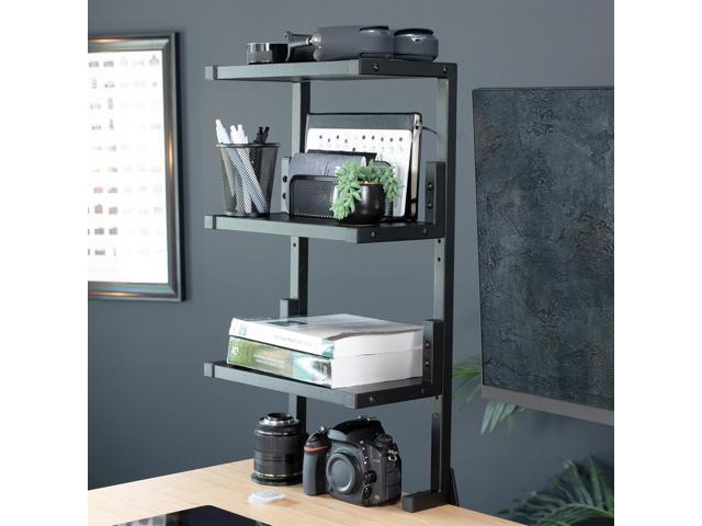 VIVO Black Clamp-on 13' Above or Below Desk 3-Tier Shelving Unit, Desk Organizer