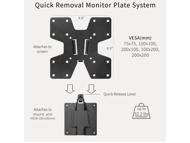 VIVO Black Large Adapter VESA Bracket Kit, Monitor Wall Mount, Stand Attachment