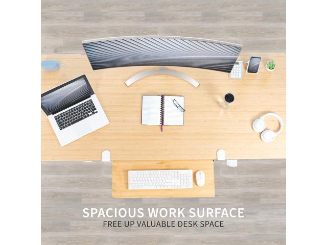 VIVO Bamboo Clamp-on Keyboard and Mouse Under Desk Slider Tray
