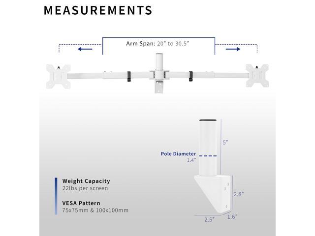 VIVO White Steel Telescoping Flush Wall Mount for Dual 21'-32' Computer Monitors