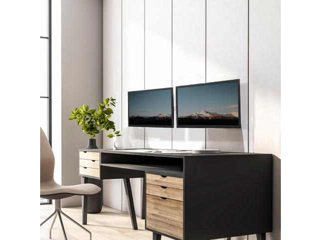 VIVO White Steel Telescoping Flush Wall Mount for Dual 21'-32' Computer Monitors