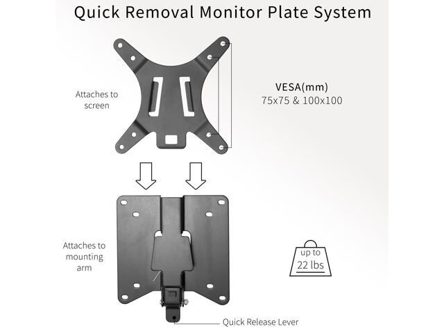 VIVO Black Adapter VESA Bracket Kit and Wall Mount for Monitor, Stand Attachment