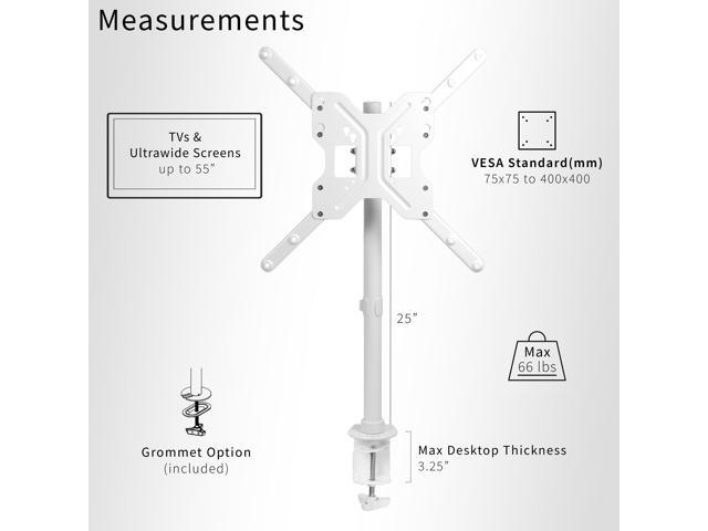 VIVO White Ultrawide Screen TV Desk Mount up to 55' Full Motion Television Stand