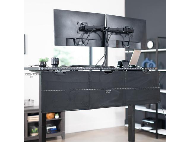 VIVO Black Clamp-on 60' Privacy & Cable Management Sleeve Panel Kit for Desk