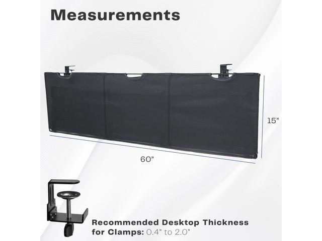 VIVO Black Clamp-on 60' Privacy & Cable Management Sleeve Panel Kit for Desk