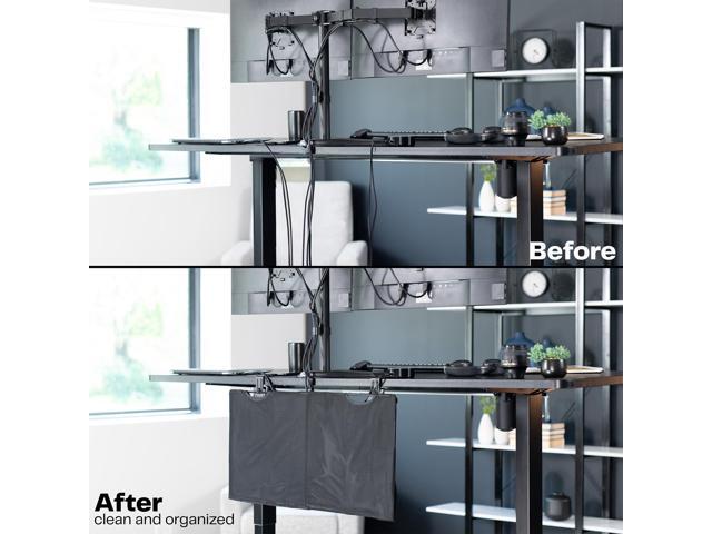 VIVO Black Clamp-on 30' Privacy & Cable Management Sleeve Panel Kit for Desk