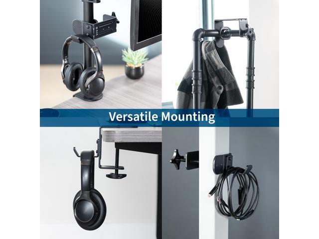 VIVO Steel Clamp-on Desktop Hook, Leg Clamp Mounting Option, Under Desk Accessory Holder, Black, MOUNT-HLC1