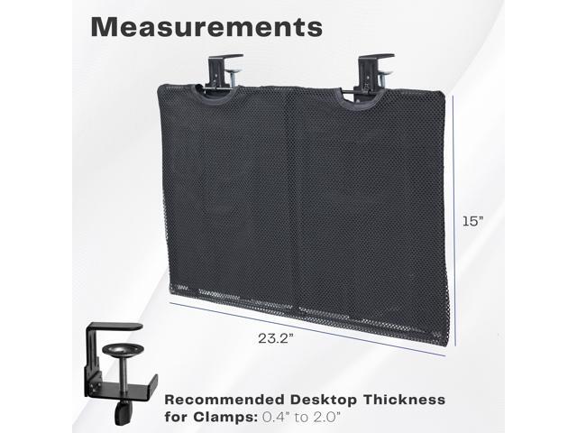 VIVO Black Clamp-on 24' Privacy & Cable Management Sleeve Panel Kit for Desk