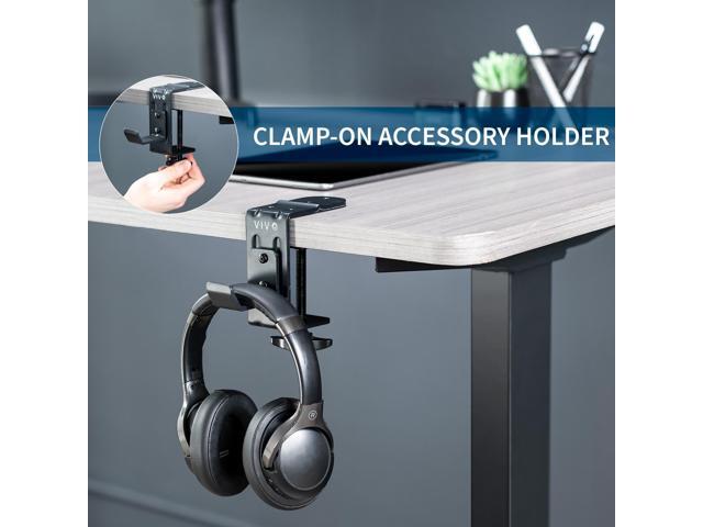 VIVO Steel Clamp-on Desktop Hook, Leg Clamp Mounting Option, Under Desk Accessory Holder, Black, MOUNT-HLC1