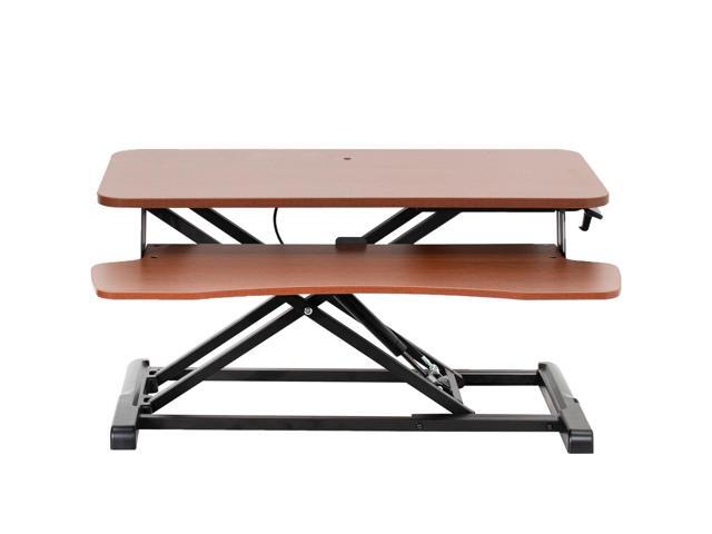 VIVO Wood Colored Height Adjustable Standing Desk Converter Sit Stand Riser