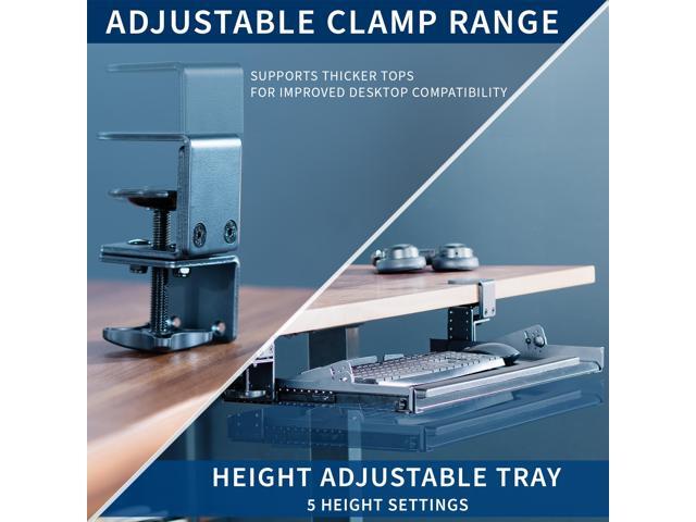 VIVO Premium Height Adjustable Clamp-on Tilting Computer Keyboard and Mouse Tray