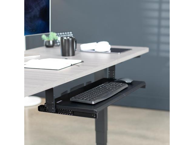 VIVO Black Height Adjustable Under Desk Keyboard and Mouse Slide-Out Drawer