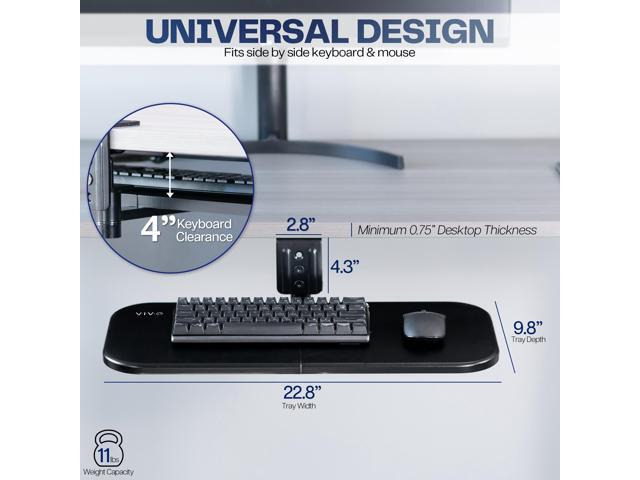 VIVO Black 23 x 10 inch Screw-In Rotating Computer Keyboard and Mouse Tray