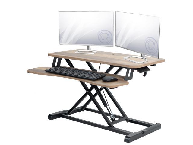 VIVO Reclaimed Wood Standing Desk Monitor Riser 32' Sit Stand Tabletop