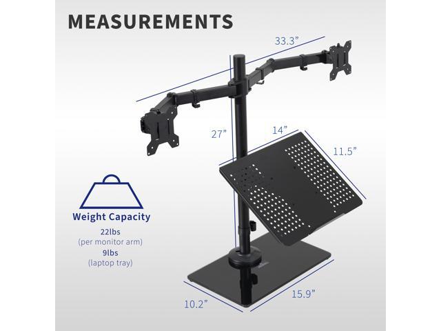 VIVO Laptop and Dual Monitor Desk Stand w/ Glass Base Fits 32 Computer Screen - image 3