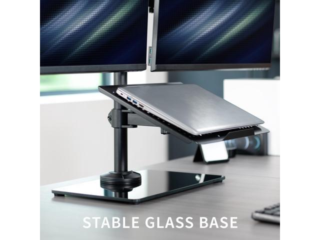 VIVO Laptop and Dual Monitor Desk Stand w/ Glass Base Fits 32 Computer Screen - image 4
