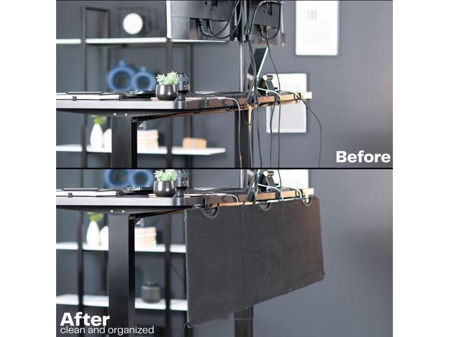VIVO Black Clamp-on 60' Privacy & Cable Management Sleeve Panel Kit for Desk