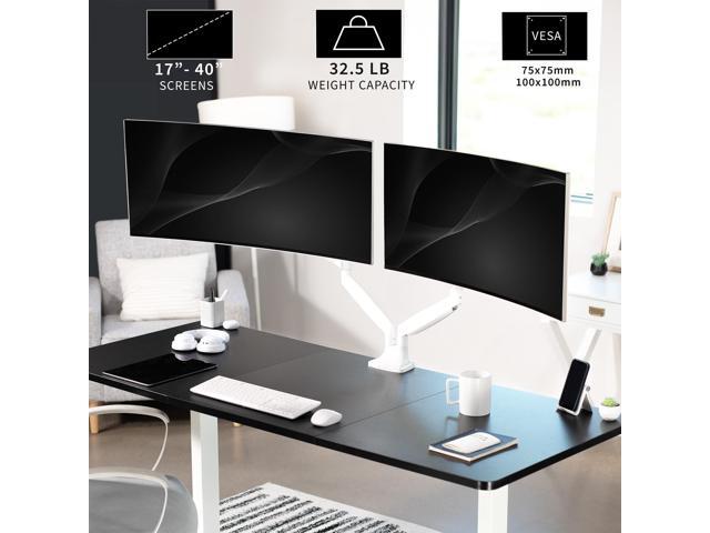 VIVO White Dual Ultrawide 40' Computer Monitor Desk Mount with Pneumatic Spring