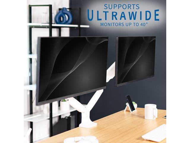 VIVO White Dual Ultrawide 40' Computer Monitor Desk Mount with Pneumatic Spring