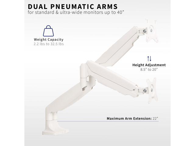 VIVO White Dual Ultrawide 40' Computer Monitor Desk Mount with Pneumatic Spring
