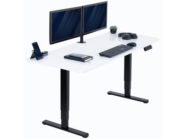 VIVO Electric 60' x 24' Stand Up Desk, White Dry Erase Table Top, Black Frame