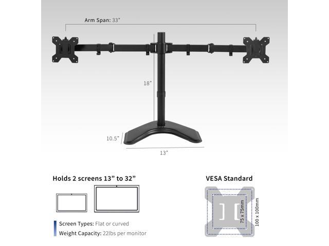 VIVO Black Dual Monitor Articulating Desk Stand Mount, Fits Up to 32' Screens