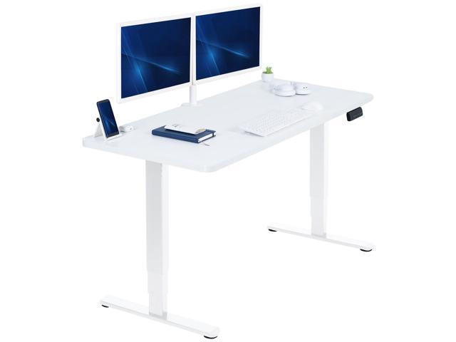 VIVO Electric 60' x 24' Stand Up Desk, White Table Top, White Frame