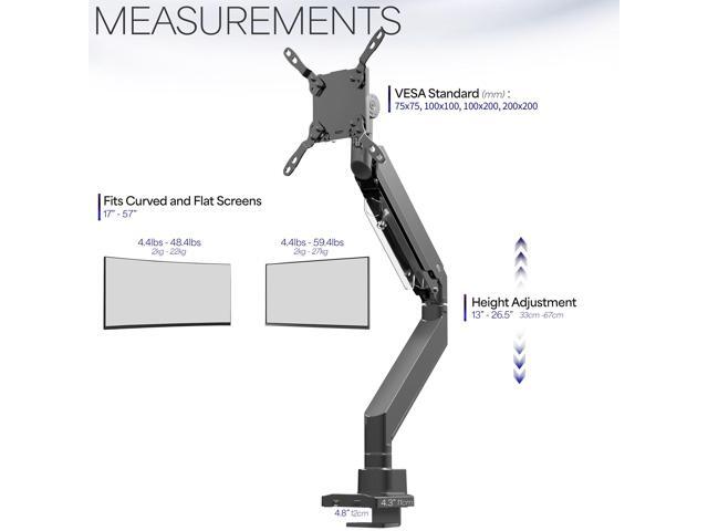 VIVO Black Clamp-On Pneumatic Spring Ultrawide Computer Monitor and TV Mount