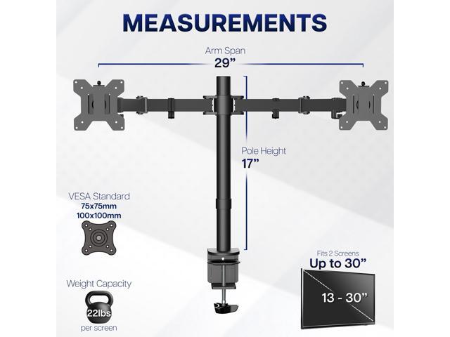 VIVO Black Dual Monitor Desk Mount Adjustable Stand, Fits Screens up to 30'