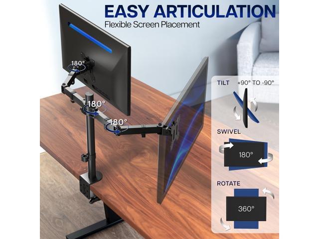 VIVO Black Dual Monitor Desk Mount Adjustable Stand, Fits Screens up to 30'