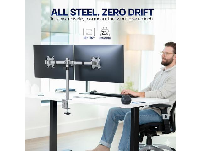 VIVO Gray Dual Monitor Desk Mount Stand, Fits Computer Screens up to 30'