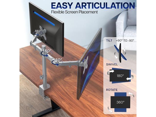 VIVO Gray Dual Monitor Desk Mount Stand, Fits Computer Screens up to 30'