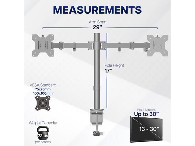 VIVO Gray Dual Monitor Desk Mount Stand, Fits Computer Screens up to 30'