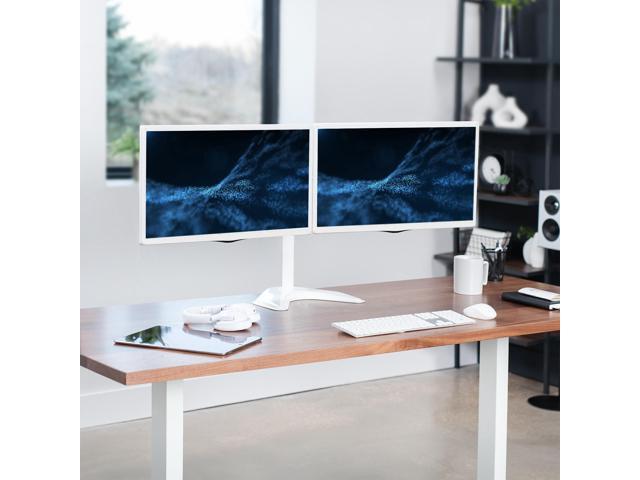 VIVO White Dual Monitor Desk Stand Mount Fits Up to 27 Computer Screens - image 2
