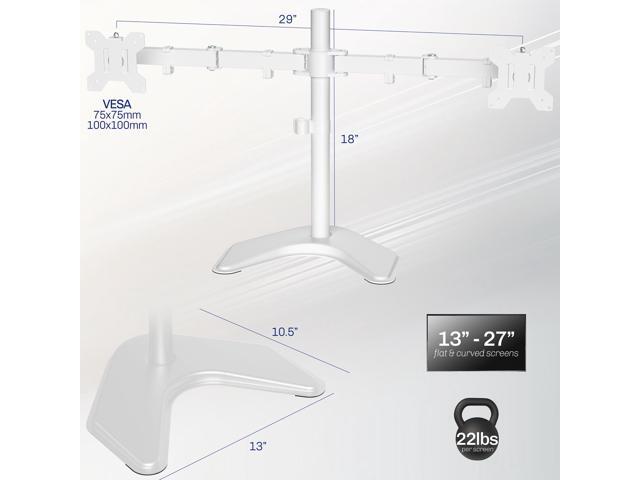 VIVO White Dual Monitor Desk Stand Mount Fits Up to 27 Computer Screens - image 3